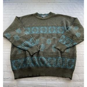 VINTAGE Paul Fourticq Sweater Men Size 7 Abstract Preppy 90s Alpaca Wool Acrylic